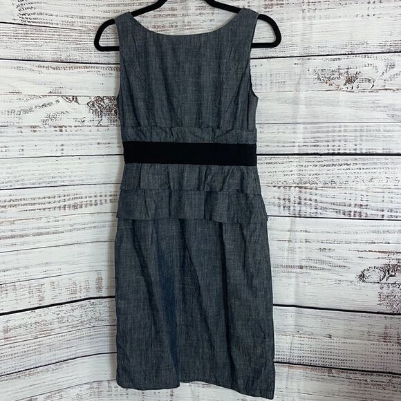 Phoebe couture Dress Womens size 2 sheath mini cotton Y2K Dark denim front Zip - Picture 5 of 9